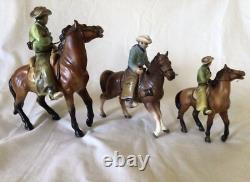 3 Vintage Japan Porcelain Cowboy & Horse Figurines