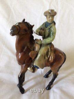 3 Vintage Japan Porcelain Cowboy & Horse Figurines