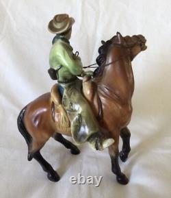 3 Vintage Japan Porcelain Cowboy & Horse Figurines