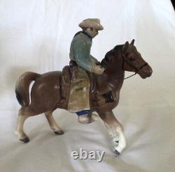 3 Vintage Japan Porcelain Cowboy & Horse Figurines