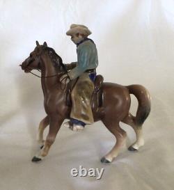 3 Vintage Japan Porcelain Cowboy & Horse Figurines