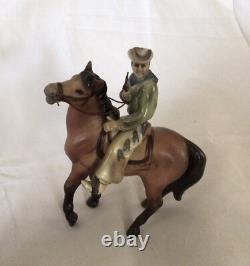 3 Vintage Japan Porcelain Cowboy & Horse Figurines