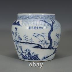 6.1 Collect China Blue and White Porcelain Figure Riding Horse Brush Washer