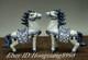 6 Old China White Blue Porcelain Fengshui Animal War Horse Success Statue Pair