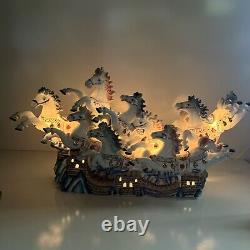 8 Ceramic Wild Horses Japanese Or Chinese Lamp Sculpture