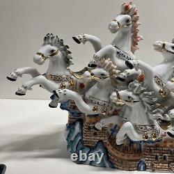 8 Ceramic Wild Horses Japanese Or Chinese Lamp Sculpture