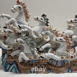 8 Ceramic Wild Horses Japanese Or Chinese Lamp Sculpture