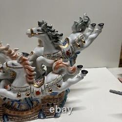 8 Ceramic Wild Horses Japanese Or Chinese Lamp Sculpture