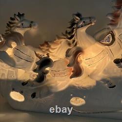 8 Ceramic Wild Horses Japanese Or Chinese Lamp Sculpture