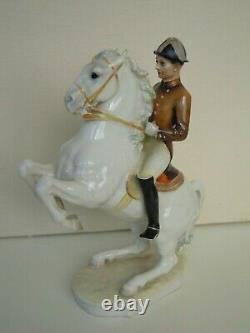 8 HUTSCHENREUTHER-ROSENTHAL Dressage rider Lipizzaner Horse Porcelain figurine