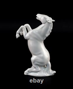 9942878-d Porcelain Figurine Rearing Horse White Wagner & Apel H17cm