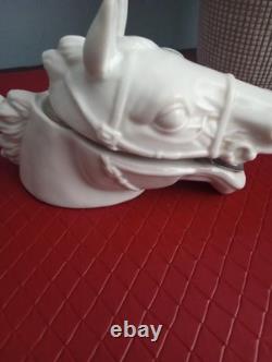 A Beautiful Vintage Porcelain Stapler White Horse Head By Chadwick Japan