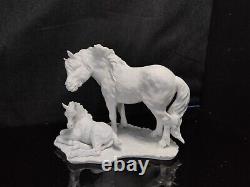 AK Kaiser Limited Edition Porcelain White Pony Group #488 Horse Mare Foal Figure