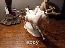 AK Kaiser Porcelain Horses Figurine 14 inches, Rearing Wild Horse, G Bochmann