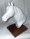 Ak Kaiser W. Germany Bisque 8 Horse Head Porcelain Sculpture On Wood Base