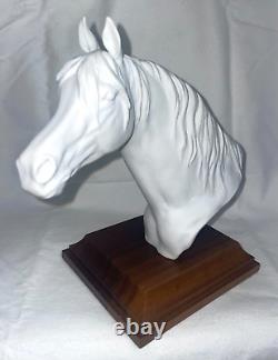 AK Kaiser W. Germany Bisque 8 Horse Head Porcelain Sculpture on Wood Base