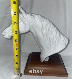 AK Kaiser W. Germany Bisque 8 Horse Head Porcelain Sculpture on Wood Base