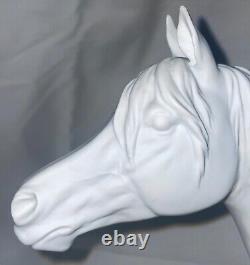 AK Kaiser W. Germany Bisque 8 Horse Head Porcelain Sculpture on Wood Base