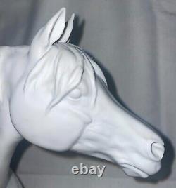 AK Kaiser W. Germany Bisque 8 Horse Head Porcelain Sculpture on Wood Base