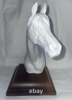 AK Kaiser W. Germany Bisque 8 Horse Head Porcelain Sculpture on Wood Base