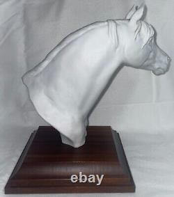 AK Kaiser W. Germany Bisque 8 Horse Head Porcelain Sculpture on Wood Base