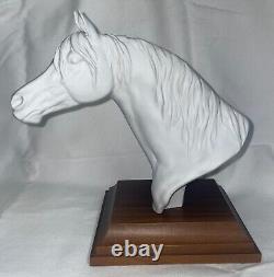 AK Kaiser W. Germany Bisque 8 Horse Head Porcelain Sculpture on Wood Base