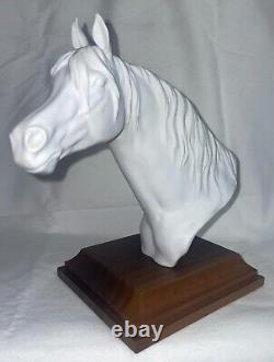 AK Kaiser W. Germany Bisque 8 Horse Head Porcelain Sculpture on Wood Base