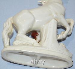 ANTIQUE GERMANY Porcelain FIGURINE MAN HOLDING REARING GREY HORSE 20754 Hallmark