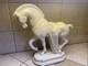 Antique Heavy, Porcelain 11 3/4 Tall Prancing Horse Figurinebase 4 1/2 X 8