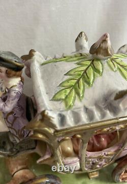ANTIQUE handmade en ITALIA Capodimonte cinderella horse and carriage porcelain/M