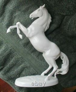 AUGARTEN BLANC DE CHINE PORCELAIN HORSE FIGURINE-With Stand-Vienna, Austria