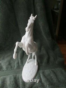 AUGARTEN BLANC DE CHINE PORCELAIN HORSE FIGURINE-With Stand-Vienna, Austria