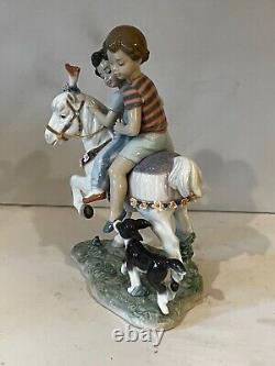 Adorable Lladro #6430 Pony Ride Two Boys On A Horse- Excellent/mint
