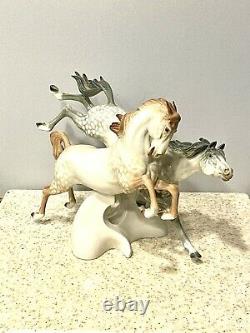 Algora B Spain Porcelain Wild Mustang Horses Figurine