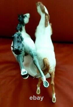Algora B Spanish Porcelain Wild Mustang Horses Figurine Brown/ White/Gray EUC