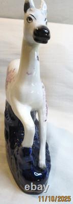 Amazingstafforshire Ware Englandwhite Horse With Purple & Gold On Blue Base