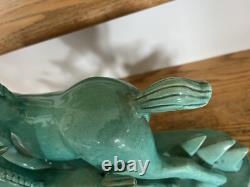 American Goldscheider Figural figure vintage teal Porcelain Horses Art Deco GUC
