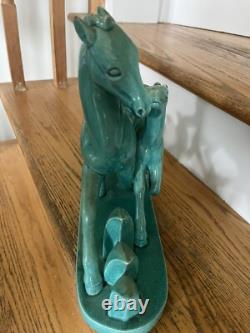American Goldscheider Figural figure vintage teal Porcelain Horses Art Deco GUC