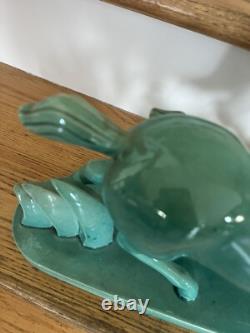 American Goldscheider Figural figure vintage teal Porcelain Horses Art Deco GUC