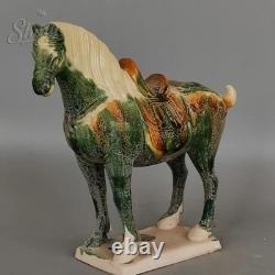 Ancient China Tang Sancai Black-Glazed Warhorse Antique-Style Ceramic Figurine