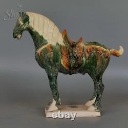 Ancient China Tang Sancai Black-Glazed Warhorse Antique-Style Ceramic Figurine