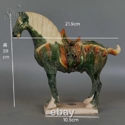 Ancient China Tang Sancai Black-Glazed Warhorse Antique-Style Ceramic Figurine