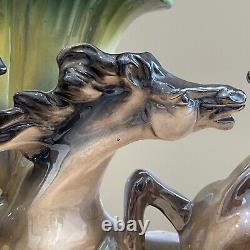 Antique 1920-1940s Lusterware Porcelain Horse Figurine Centerpiece Lily Vase