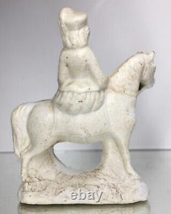 Antique 19th C. Staffordshire Pottery Porcelain Horse Equestirian Figure Female