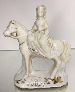 Antique 19th C. Staffordshire Pottery Porcelain Horse Equestirian Figure Female