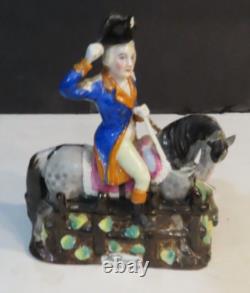 Antique 19th Century Staffordshire Porcelain George Washington On Horse Inkwell