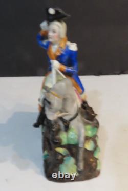 Antique 19th Century Staffordshire Porcelain George Washington On Horse Inkwell