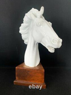 Antique 20th Germany Meissen Porcelain Figurine Horse Head Signed Erich Oehme