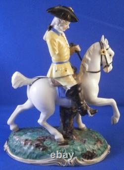 Antique 20thC Nymphenburg Porcelain Horse & Rider Figurine Figure Hunter AsIs