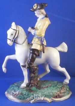 Antique 20thC Nymphenburg Porcelain Horse & Rider Figurine Figure Hunter AsIs